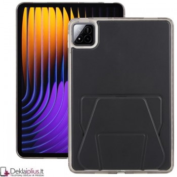 Dirbtinės odos nugarėlė su sulankstomu magnetiniu laikikliu - juodas (Xiaomi Pad 7/Pad 7 Pro/Pad 8/Pad 8 Pro)